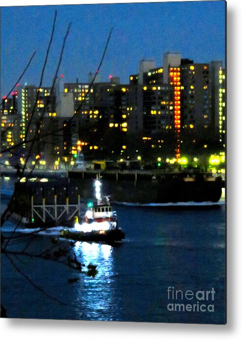 East River Metal Print featuring the photograph East River Traffic 2 New York by Ken Lerner