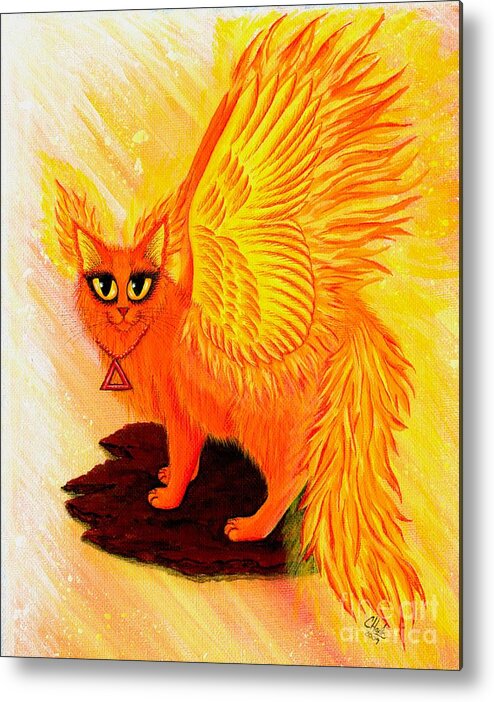 Elemental Cat Metal Print featuring the painting Elemental Fire Fairy Cat by Carrie Hawks
