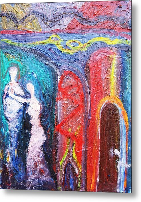 Oil Metal Print featuring the painting Entre Vous by Ron Klotchman