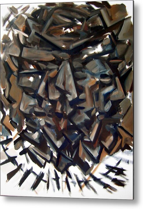 Thelonious Monk Jazz Piano Cubist Portrait Metal Print featuring the painting Epistrophy Process One by Martel Chapman