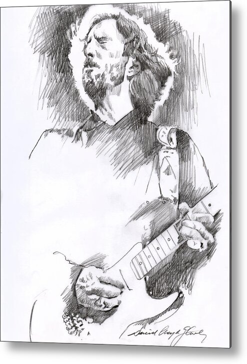 Drawing Metal Print featuring the drawing Eric Clapton Sustains by David Lloyd Glover