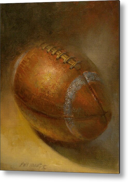 Ernie Davis Metal Print featuring the painting Ernie Davis Tribute Football by Hall Groat II