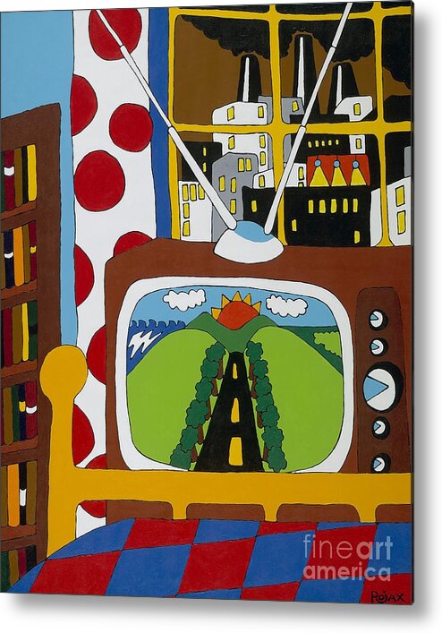 Tv Set Metal Print featuring the painting Escape by Rojax Art
