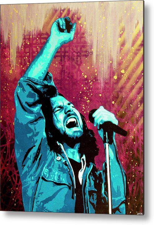 Eddie Vedder Metal Print featuring the painting Even Flow by Bobby Zeik