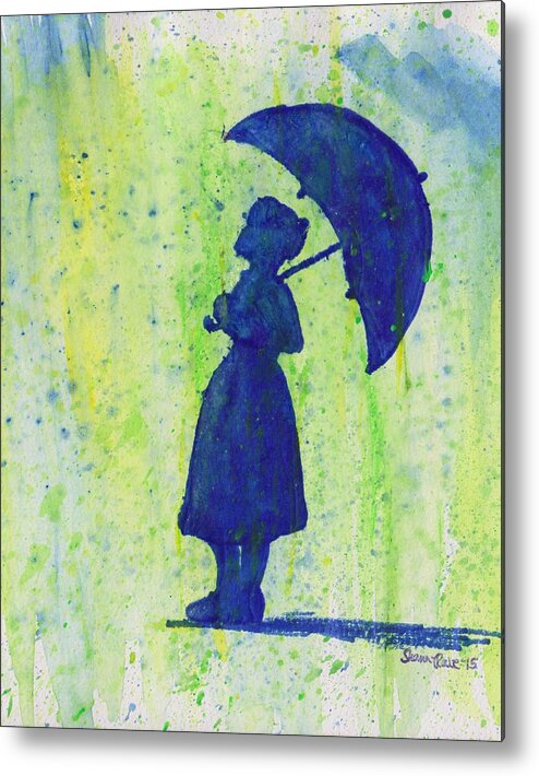 Rain Metal Print featuring the painting Even on the cloudiest days keep your faith by Shana Rowe Jackson