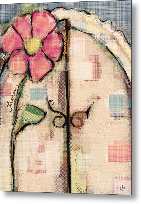 Fairy Metal Print featuring the mixed media Fabric Fairy Door by Carrie Joy Byrnes