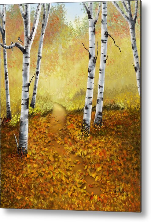 Autumn Metal Print featuring the painting Falling Leaves by Sena Wilson