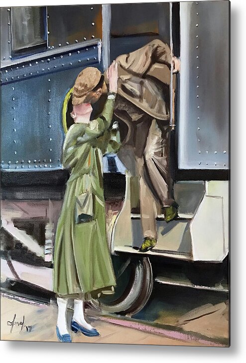 World War One Metal Print featuring the painting Farewell Kiss by Josef Kelly