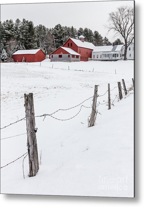 New Hamphire Metal Print featuring the photograph Farm Buildings in Winter by Edward Fielding