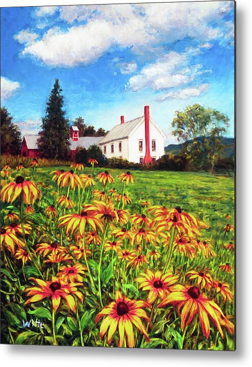 Gardenscape Metal Print featuring the painting Field of Black Eyed Susans by Marie Witte