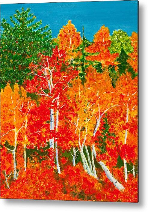 Forest Metal Print featuring the painting Fiery Forest 20 x 16 by Santana Star