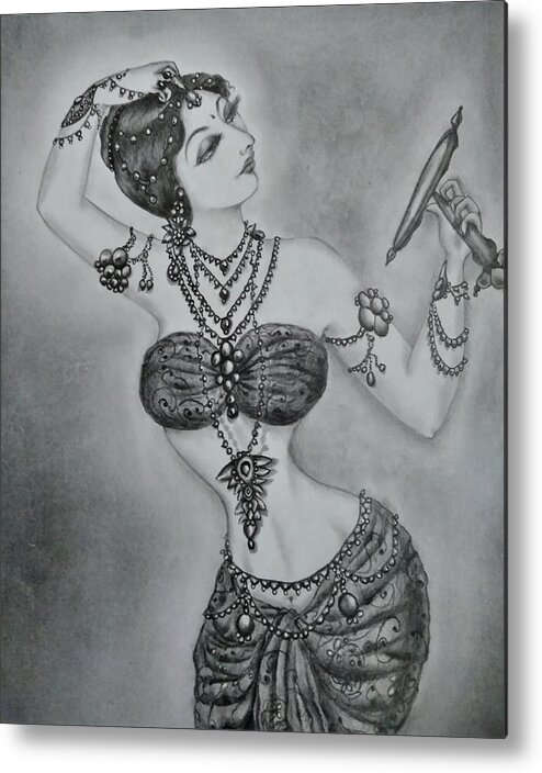 Apsara Metal Print featuring the drawing Final Touches by Tara Krishna