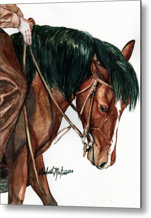 Wild Horse Metal Print featuring the painting Fine Tuning by Linda L Martin