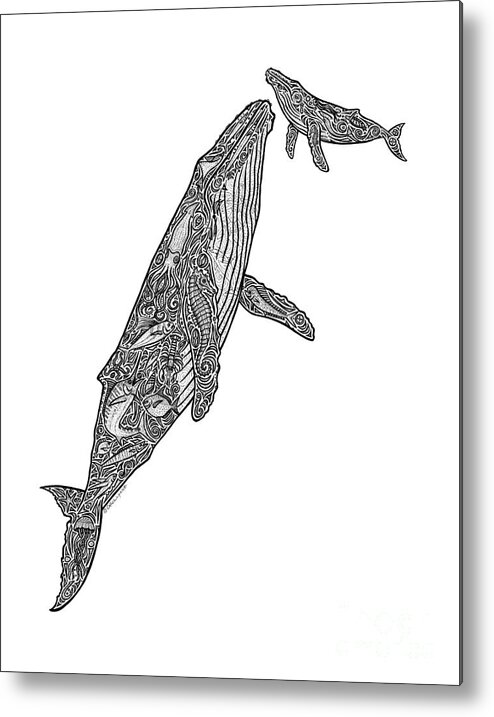 Whale Metal Print featuring the drawing First Breath by Carol Lynne