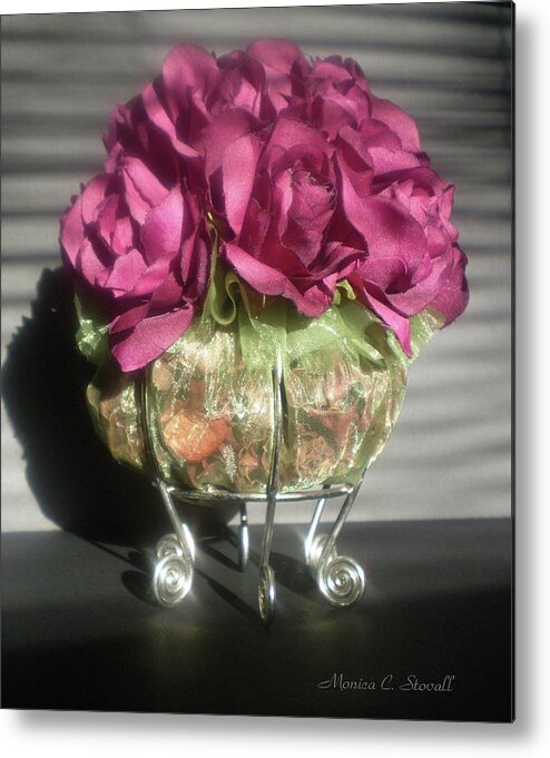 Buy Metal Print featuring the photograph Floral Potpourri on a Silver Stand by Monica C Stovall
