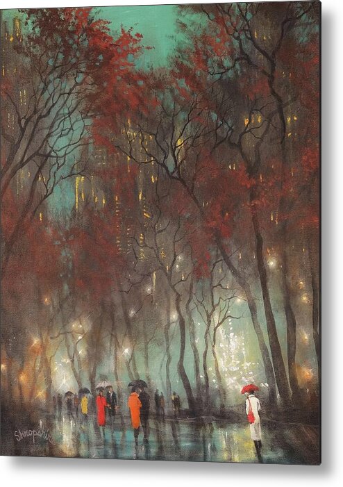 City Rain Metal Print featuring the painting Foggy Afternoon by Tom Shropshire