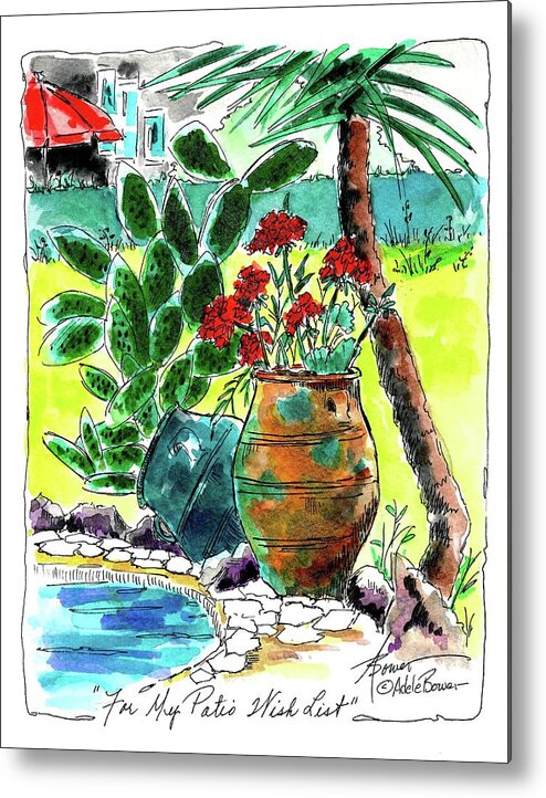 Cactus Metal Print featuring the painting For My Patio Wish List by Adele Bower