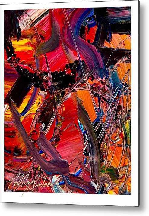 Fire Fighters Abstract Metal Print featuring the painting For the love of first responders by Neal Barbosa