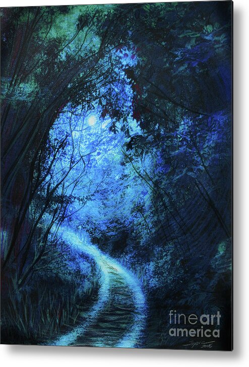 Landscape Metal Print featuring the digital art Forest pathway by Gina Signore