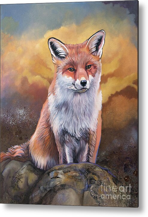 Collectible Metal Print featuring the painting Fox knows by J W Baker