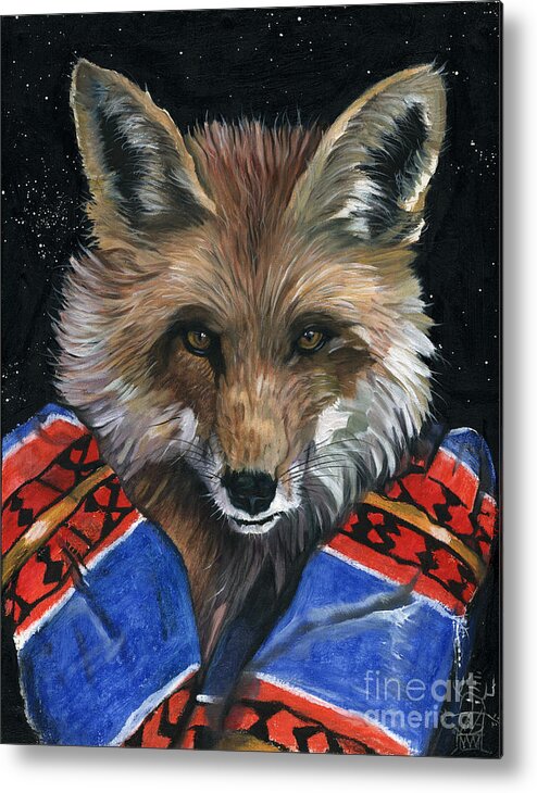 Fox Metal Print featuring the painting Fox Medicine by J W Baker