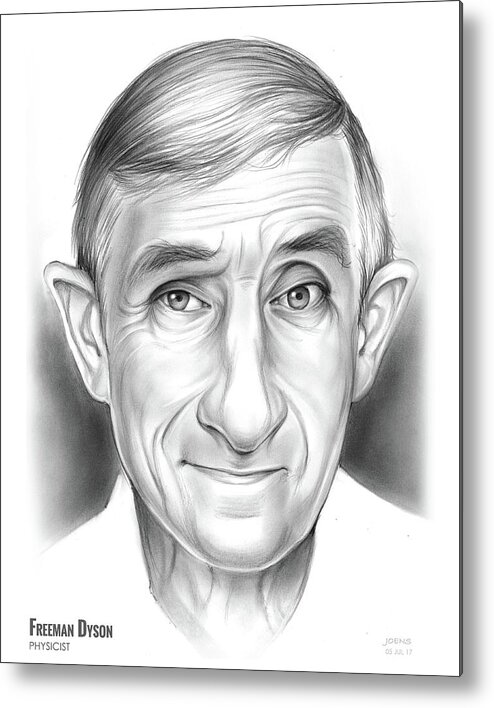 Freeman Dyson Metal Print featuring the drawing Freeman Dyson by Greg Joens