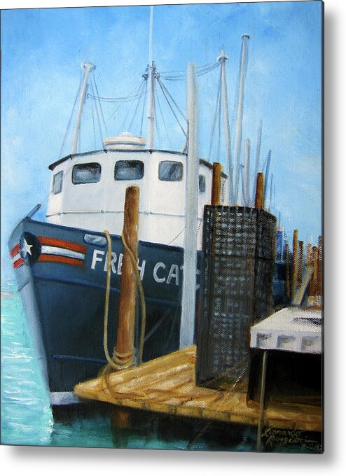 Belford Fishing Port Metal Print featuring the painting Fresh Catch Fishing Boat by Leonardo Ruggieri