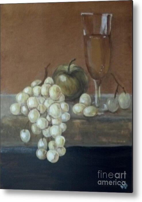 Grapes Metal Print featuring the painting Fruit and Wine by Saundra Johnson