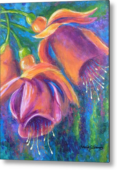 Fuchsia Metal Print featuring the painting Fuchsia by Amelie Simmons