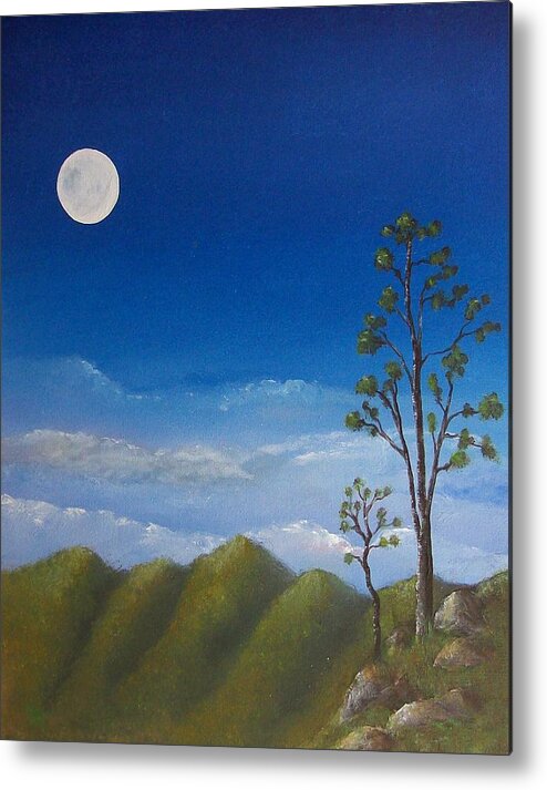 Landscape Metal Print featuring the painting Full Moon by Tony Rodriguez