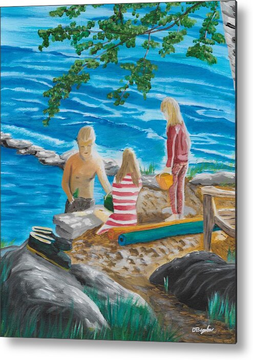 Beach Metal Print featuring the painting Fun at the Beach by David Bigelow