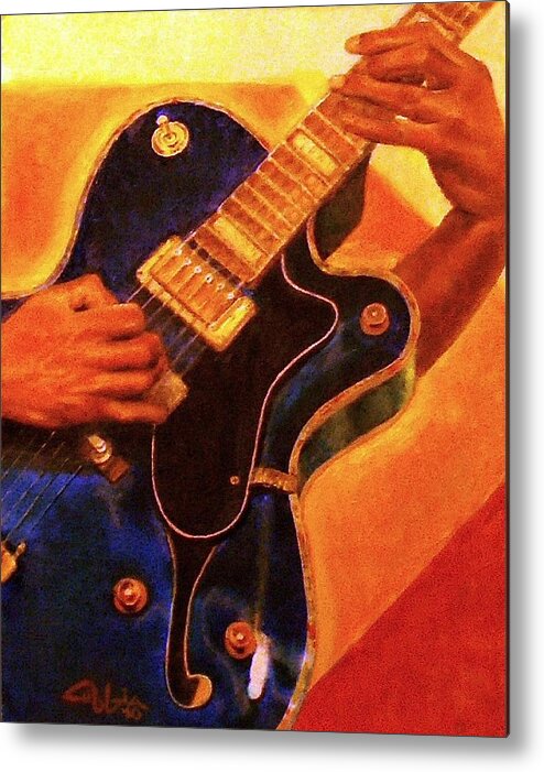 Blue Paintings Metal Print featuring the painting Fusion Chord Chemistry by G Cuffia