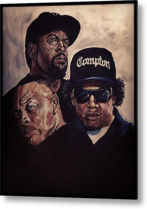 Portrait Metal Print featuring the painting Gangsta Trinity by Joel Tesch