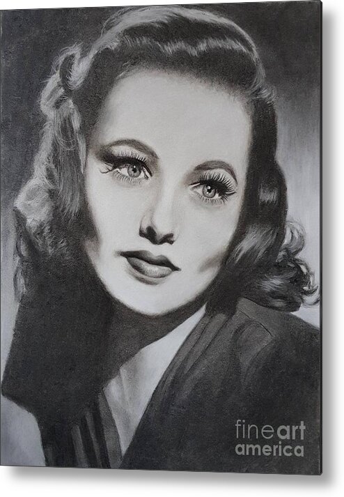Gene Tierney Metal Print featuring the drawing Gene Tierney by Cassy Allsworth
