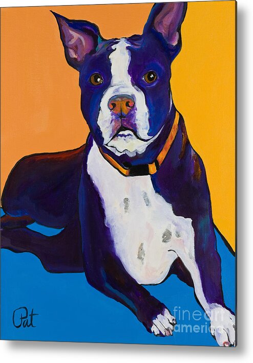 Boston Terrier Metal Print featuring the painting Georgie by Pat Saunders-White