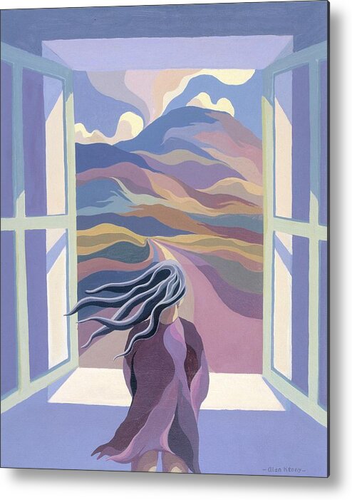 Girl Metal Print featuring the painting Girl by window by Alan Kenny