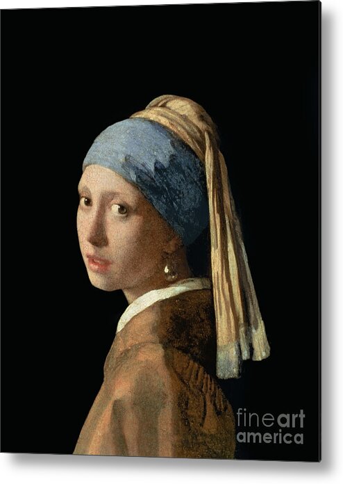 Jan Vermeer Metal Print featuring the painting Girl with a Pearl Earring by Jan Vermeer