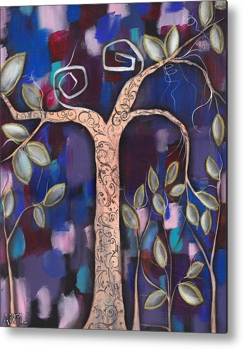 Whimsical Tree Metal Print featuring the painting Giver of Life by Abril Andrade