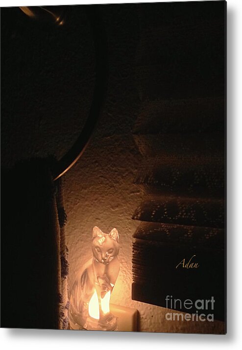 Cat Metal Print featuring the photograph Glimpses - Night Cat by Felipe Adan Lerma