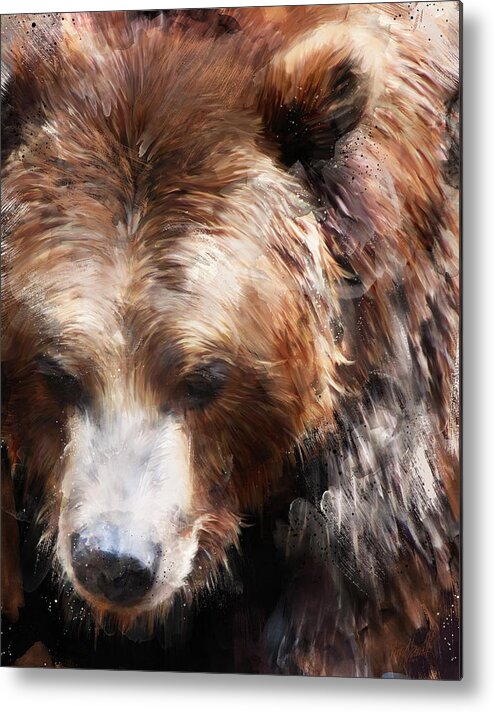 Bear Metal Print featuring the painting Bear // Gold by Amy Hamilton