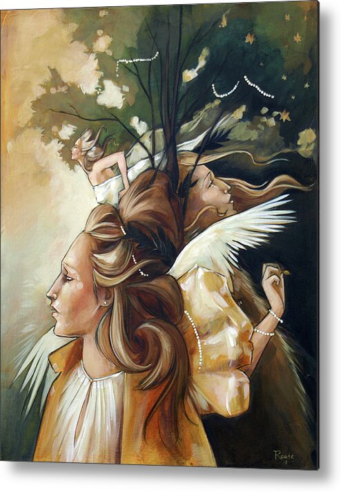Women Metal Print featuring the painting Gold Leaf Mysticism by Jacqueline Hudson