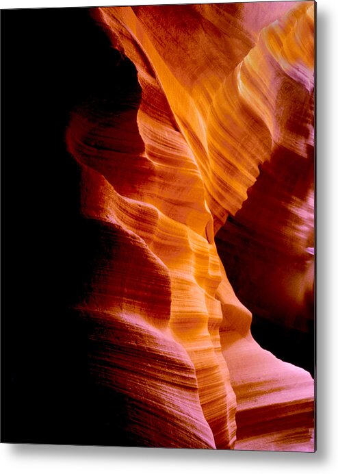 Antelope Canyon Metal Print featuring the pyrography Golden Abyss of Antelope Canyon by Joe Hoover