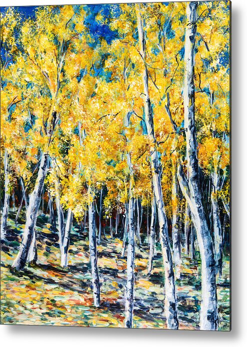 Aspen Metal Print featuring the painting Golden Aspen by Sally Quillin