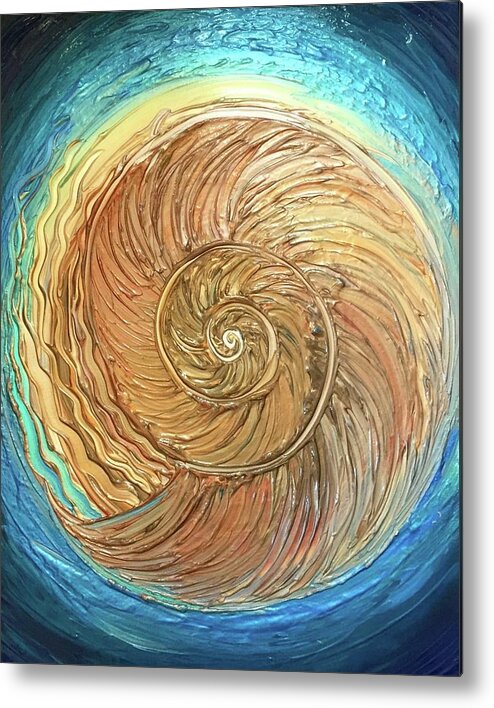 Nautilus Metal Print featuring the painting Golden Nautilus by Michelle Pier