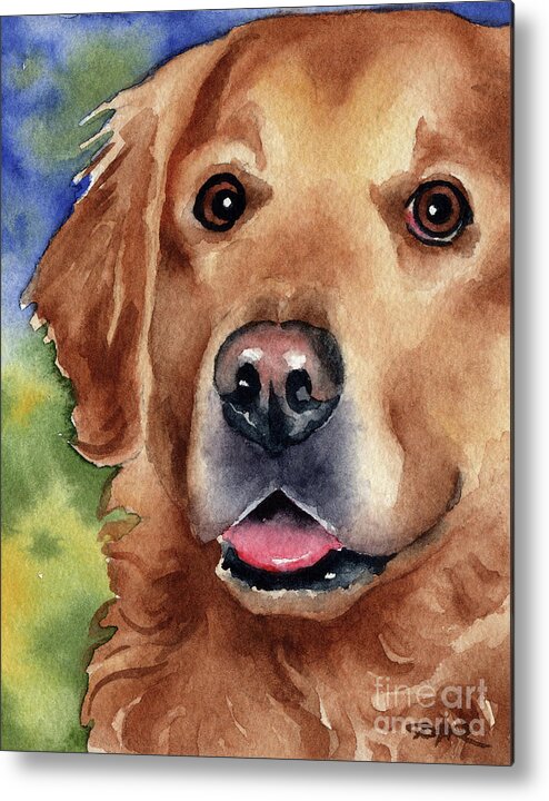 Golden Metal Print featuring the painting Golden Retriever by David Rogers