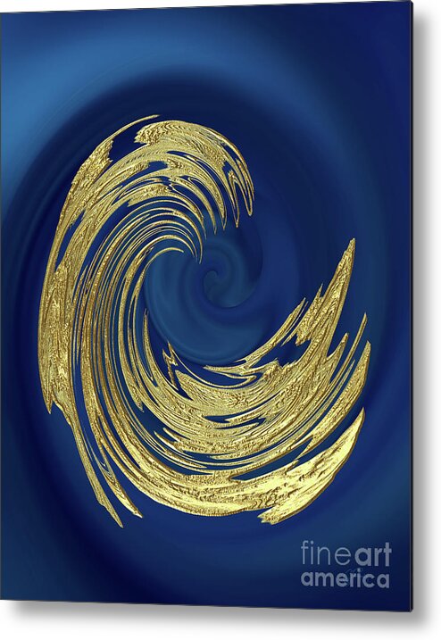 Gabriele Pomykaj Metal Print featuring the digital art Golden Wave Abstract by Gabriele Pomykaj
