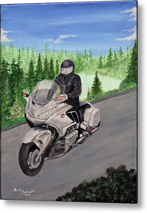 2018 Goldwing Metal Print featuring the painting Goldwing by Terry Frederick
