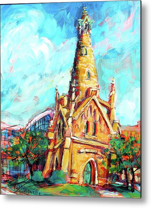 Painting Metal Print featuring the painting Gombert's Tower by Les Leffingwell