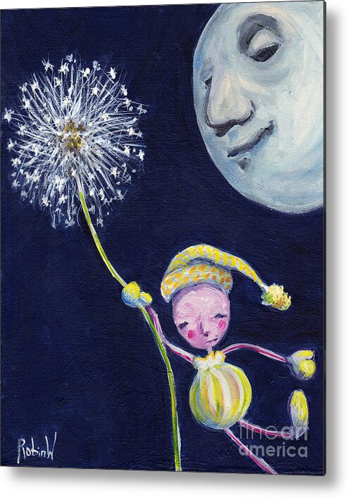 Moon Metal Print featuring the painting Goodnight Moon by Robin Wiesneth