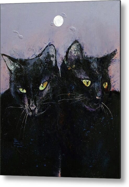 Abstract Metal Print featuring the painting Gothic Cats by Michael Creese